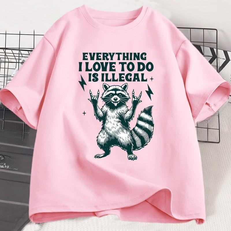 Funny Raccoon Graphic T Shirts Humor Cotton T Shirt for Unisex Women Casual Short Sleeve Loose Tshirt Harajuku Unisexs Clothes Tops