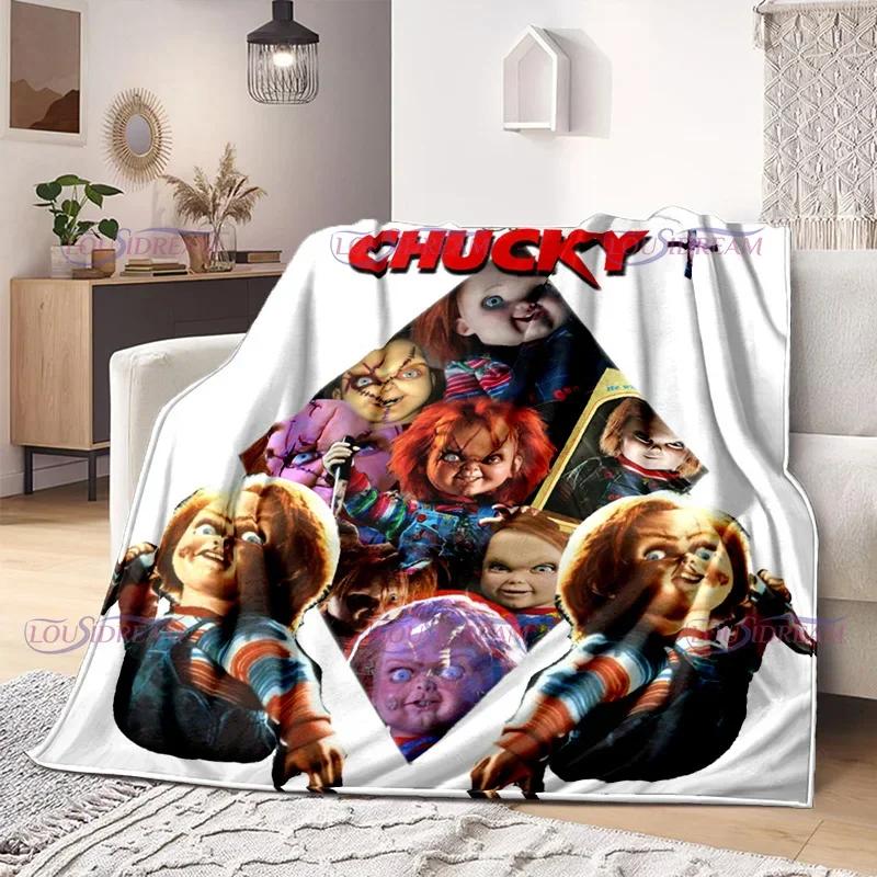 Watching Horror Stimulate Movie Blanket Child Play Character Chucky Blanket Home Couch Warm Bedspreads Soft Flannel Blanket