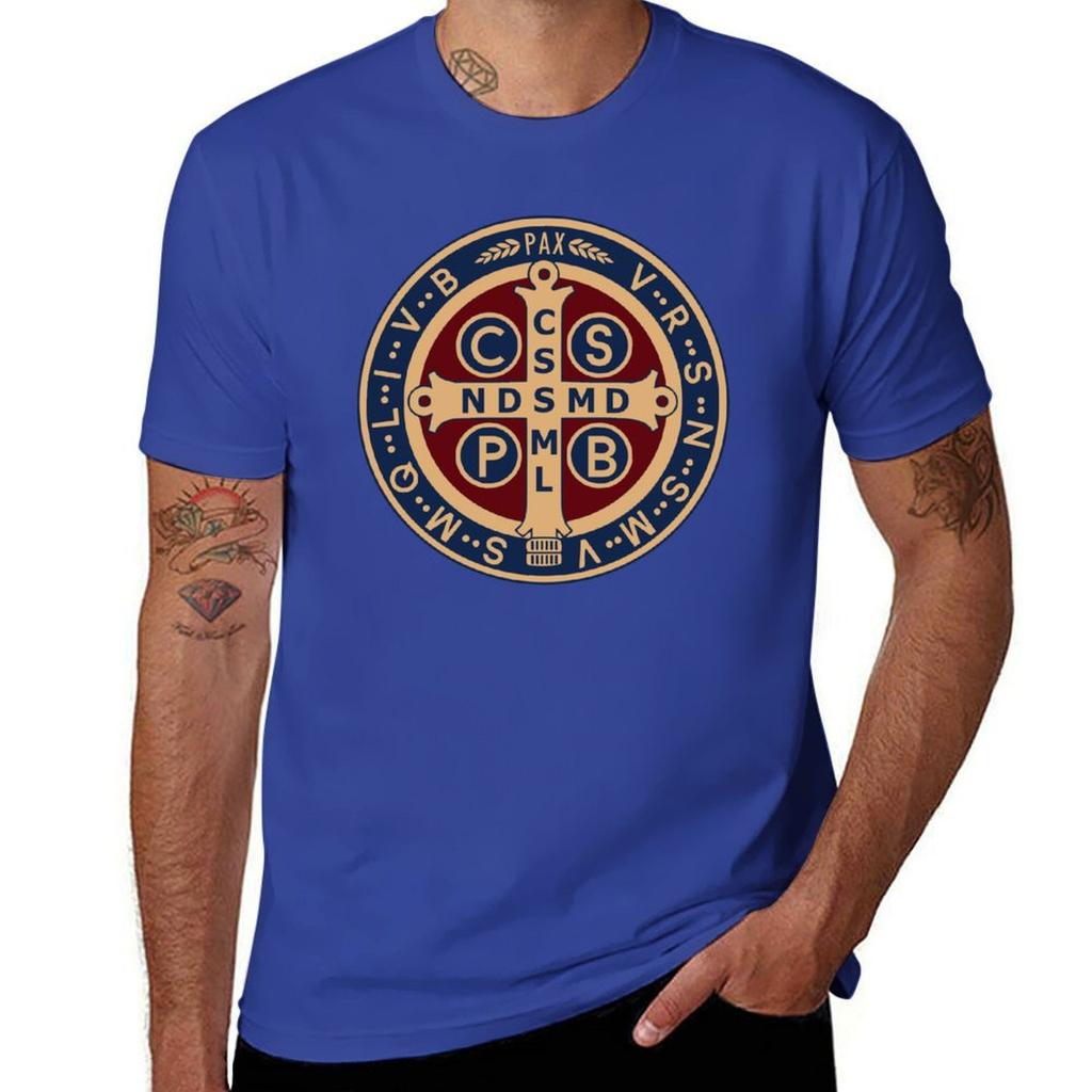 Saint Benedict Medal Tshirt Sports Fans Boys Whites Plus Size Tops Unisexs Workout Shirts