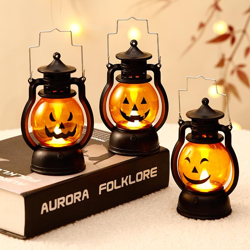 Halloween Pumpkin Lamp Ghost Face LED Lantern Halloween Décor Eerie Light for Indoor Horror Parties Home Ambiance Haunted House