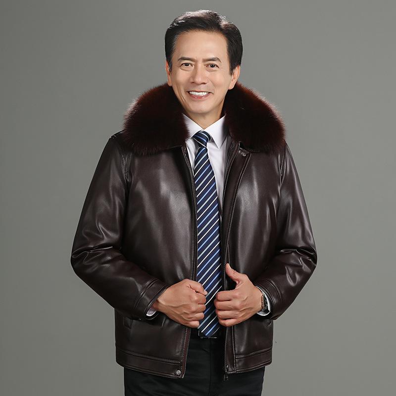 Men'S Liner Leather Jacket New Men'S Fur Collar Liner Removable Two-Piece Leather Jacket Warm