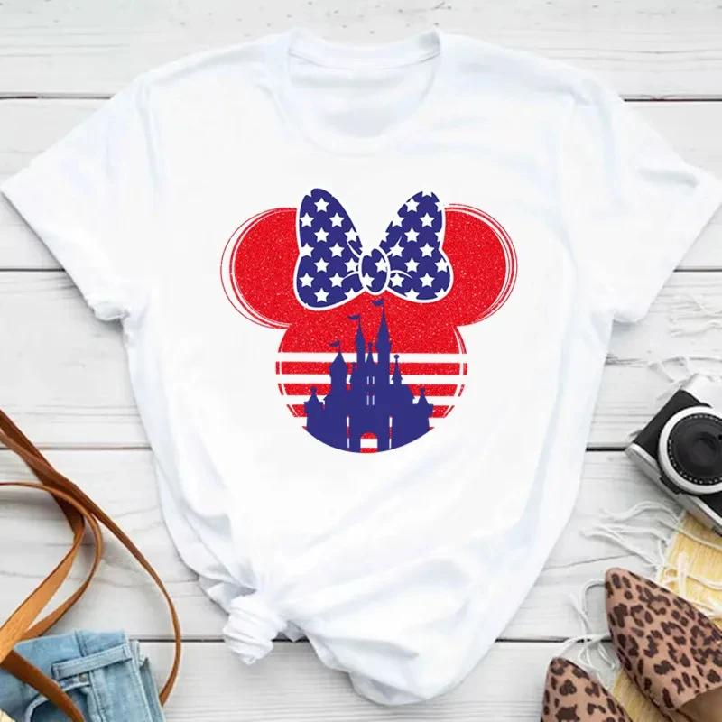 Minne Mouse Head Printed Cotton TShirt Womens Design Trend Aesthetic Fashion TShirt Top Short Sleeve