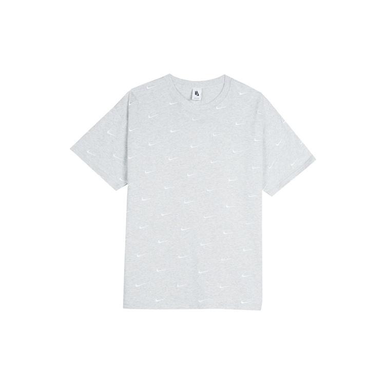 Men s Nike Nrg Swoosh Logo Tee Full Print logo Embroidered Short Sleeve Gray T-Shirt CK4094-050 S