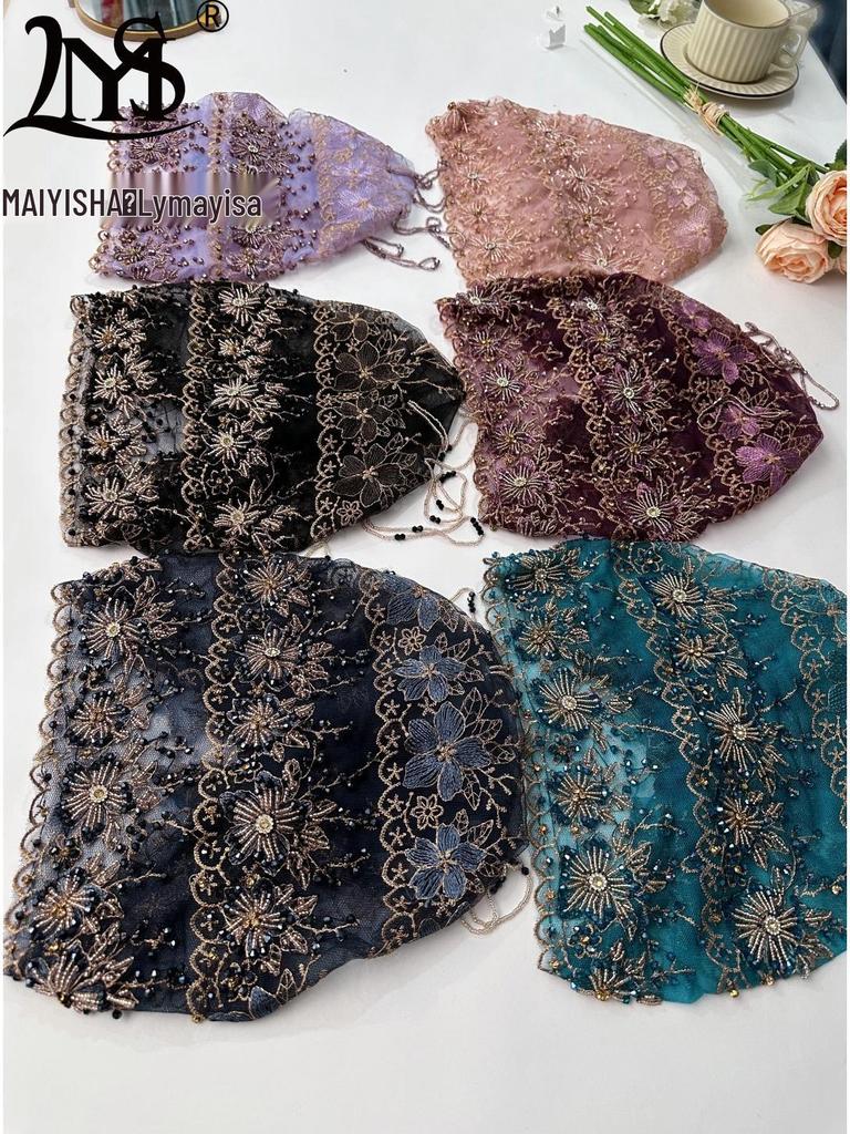 Handmade Tassel Headscarf Hat: Hui Muslim Hair Cover Lace Veil