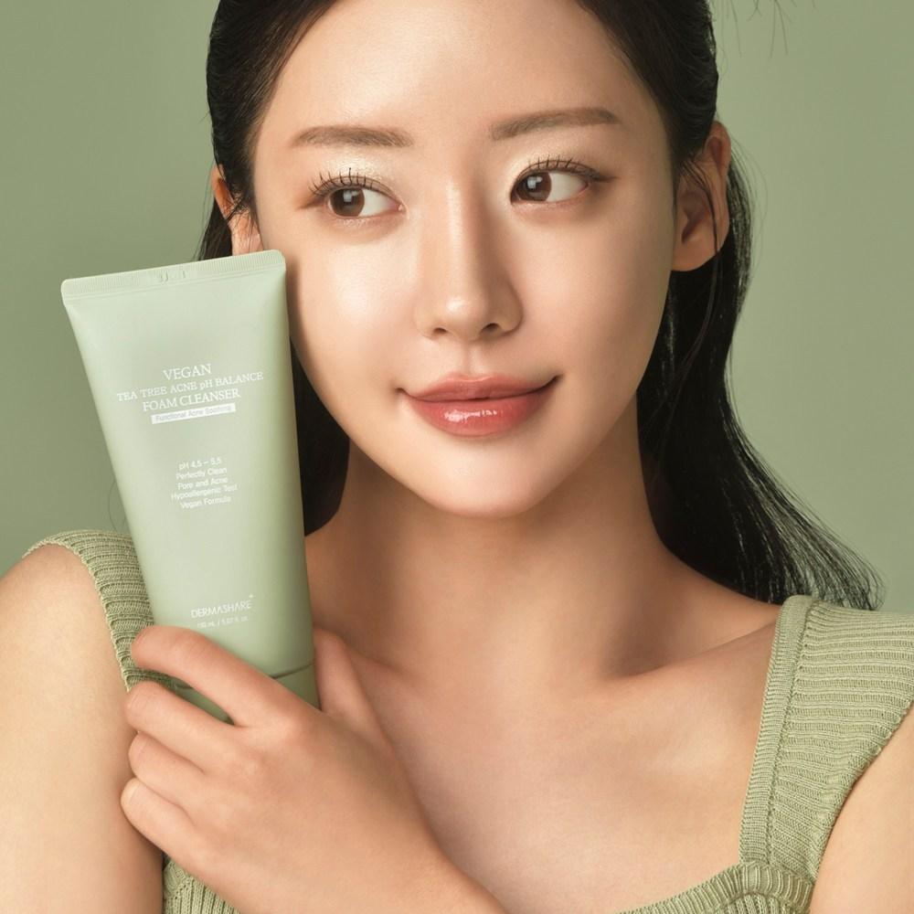 Dermashare Vegan Tea Tree Acne Functional Acne PH Balance Mildly Acidic Foam Cleanser, 2 pieces, 150ml