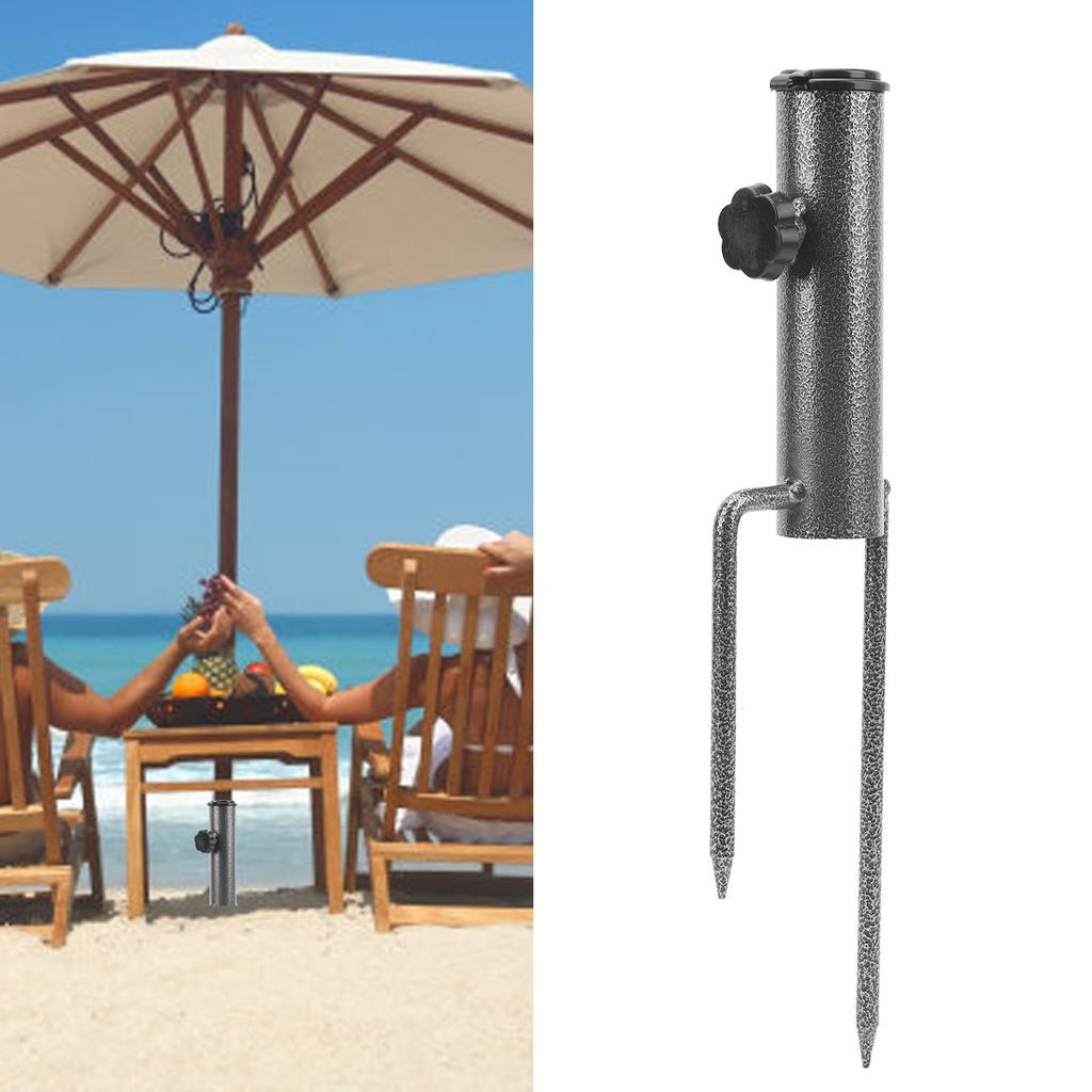 Beach Umbrella Sand Anchor Stand Holder Stake Steel Parasol Insert Flag Pole Bracket for Outdoor Garden Lawn Yard