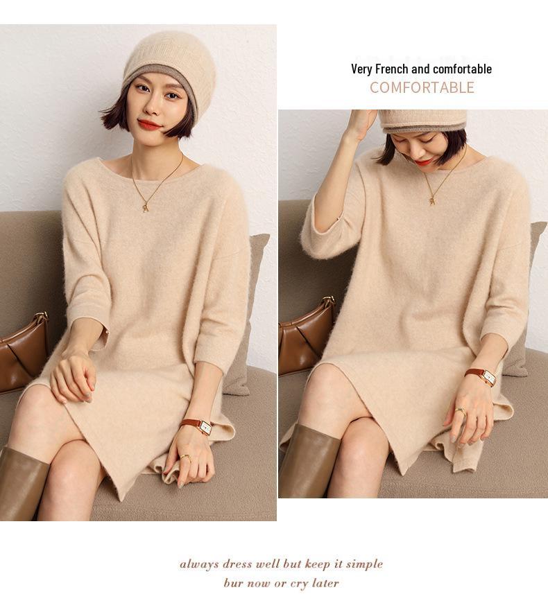 2023 Cashmere Women's Loose Knit Midi Dress - Autumn/Winter Collection