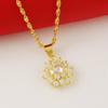 High End 24K Real Gold Color Pendant Necklace Electroplating Inlaid Cubic Zircon Powder Crystalline Gold Color Necklaces Woman Charm Jewelry Souvenir