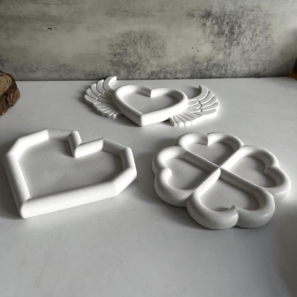 Creative Silicone Display Tray Mold Silicone Casting Mold for Heart Clovers Shaped Trinkets Plates Home Decoration