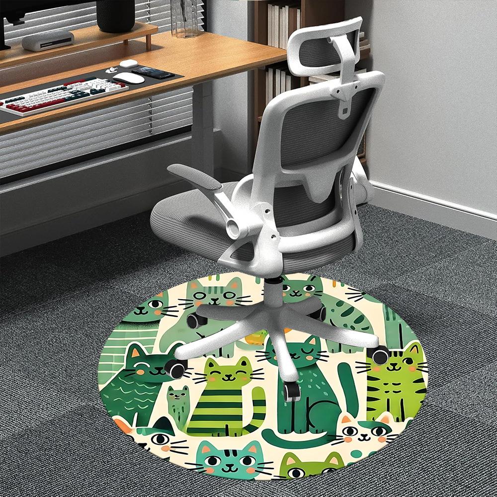 1pc Cat Family Office Round Area Rug, Indoor Mat Suitable ForOffice, Under Office Chairs Bedroom Living Room Home Decor, Room Deco,  N58