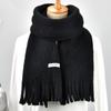 Popular New Women'S Scarf Thickened Warm Solid Color Fringed Scarf Korean Version Versatile Warm Knitted Shawl Scarf