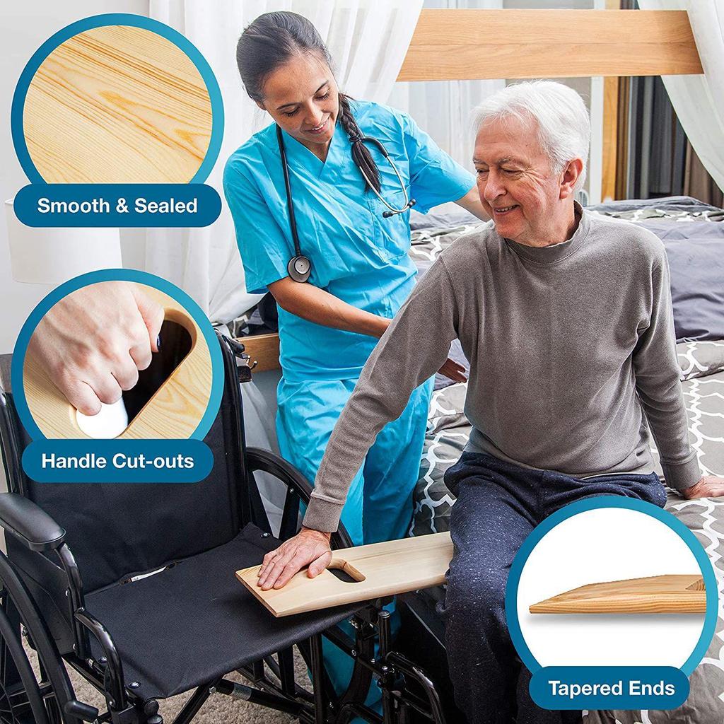 Solid Wood Transfer Board for Wheelchair and Bed Assistance