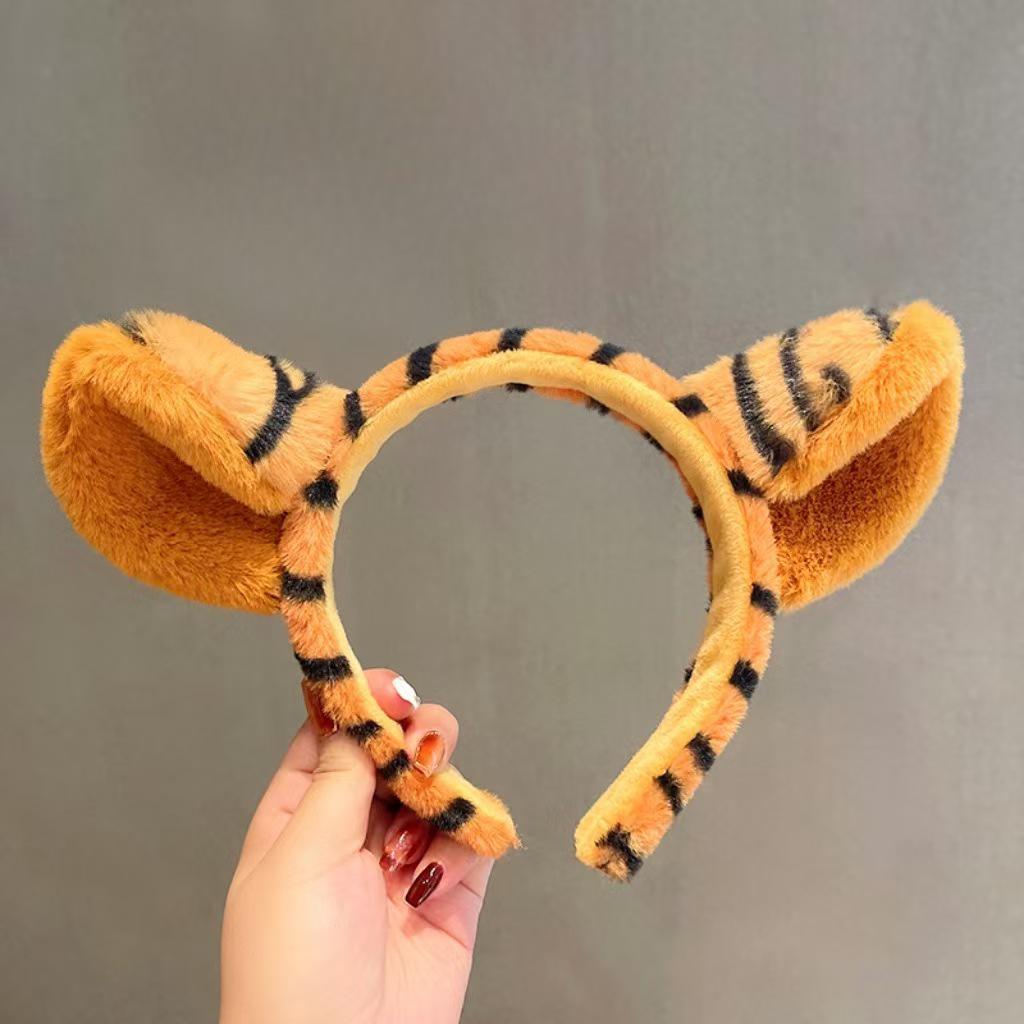 Tiger Ear Plush Headband - Cartoon Hair Accessory for Halloween Party
