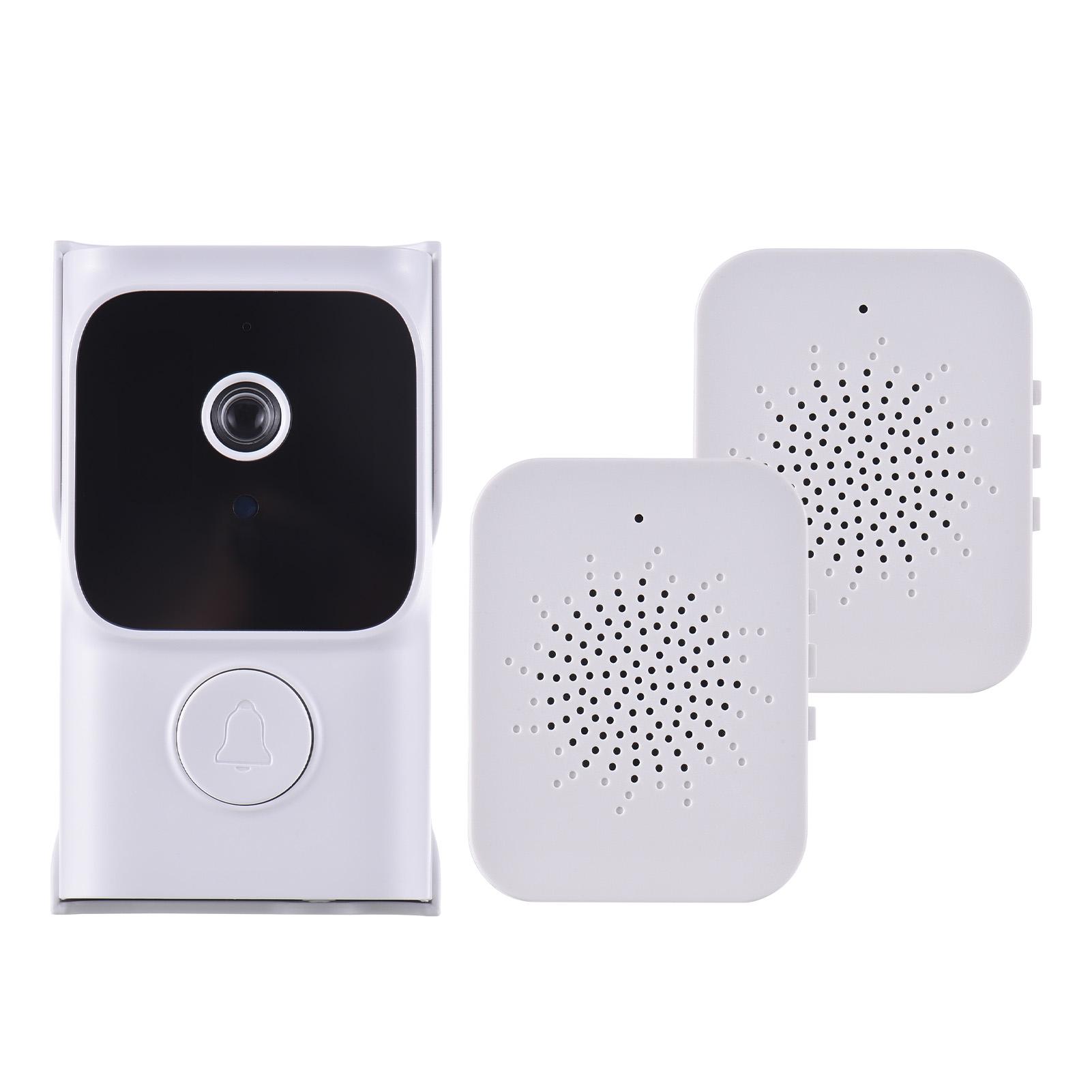 

WiFi Smart Doorbell Ring Door Camera with 2 Dingdong Chime TY App Control Infrared Night Viewing Rechargeable Video белый