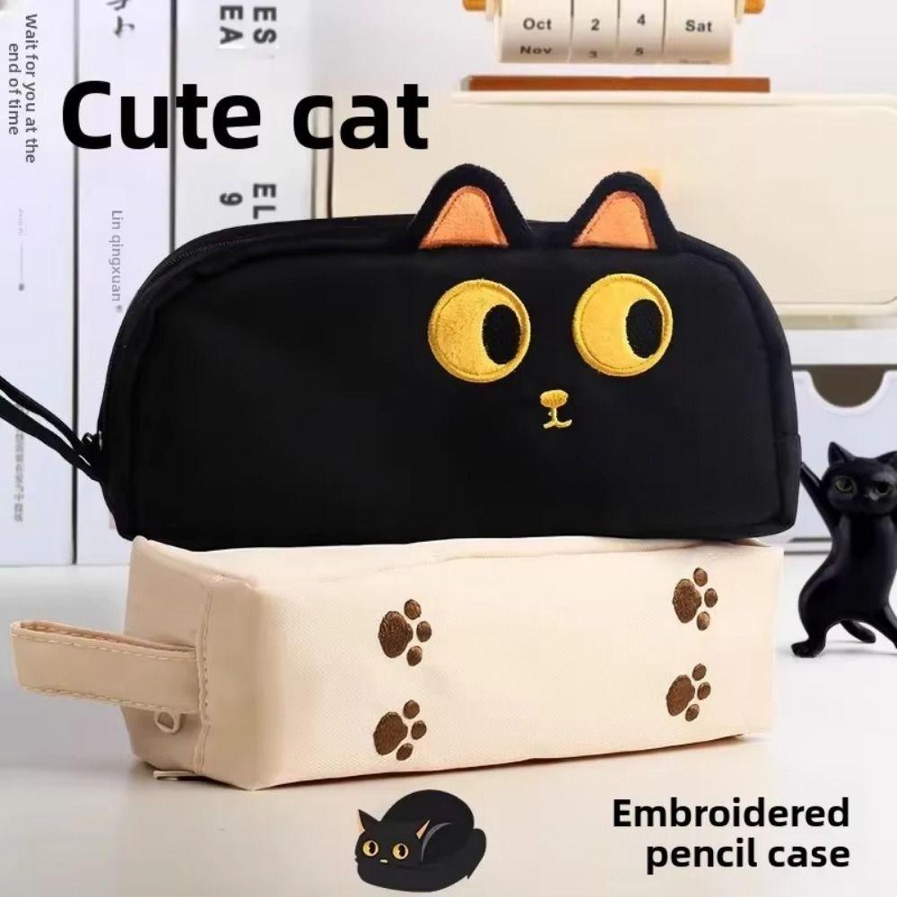 Animal Shaped Black Cat Pencil Bag Cute Cartoon Pencil Box Capybara Pen Case  Friend Gift