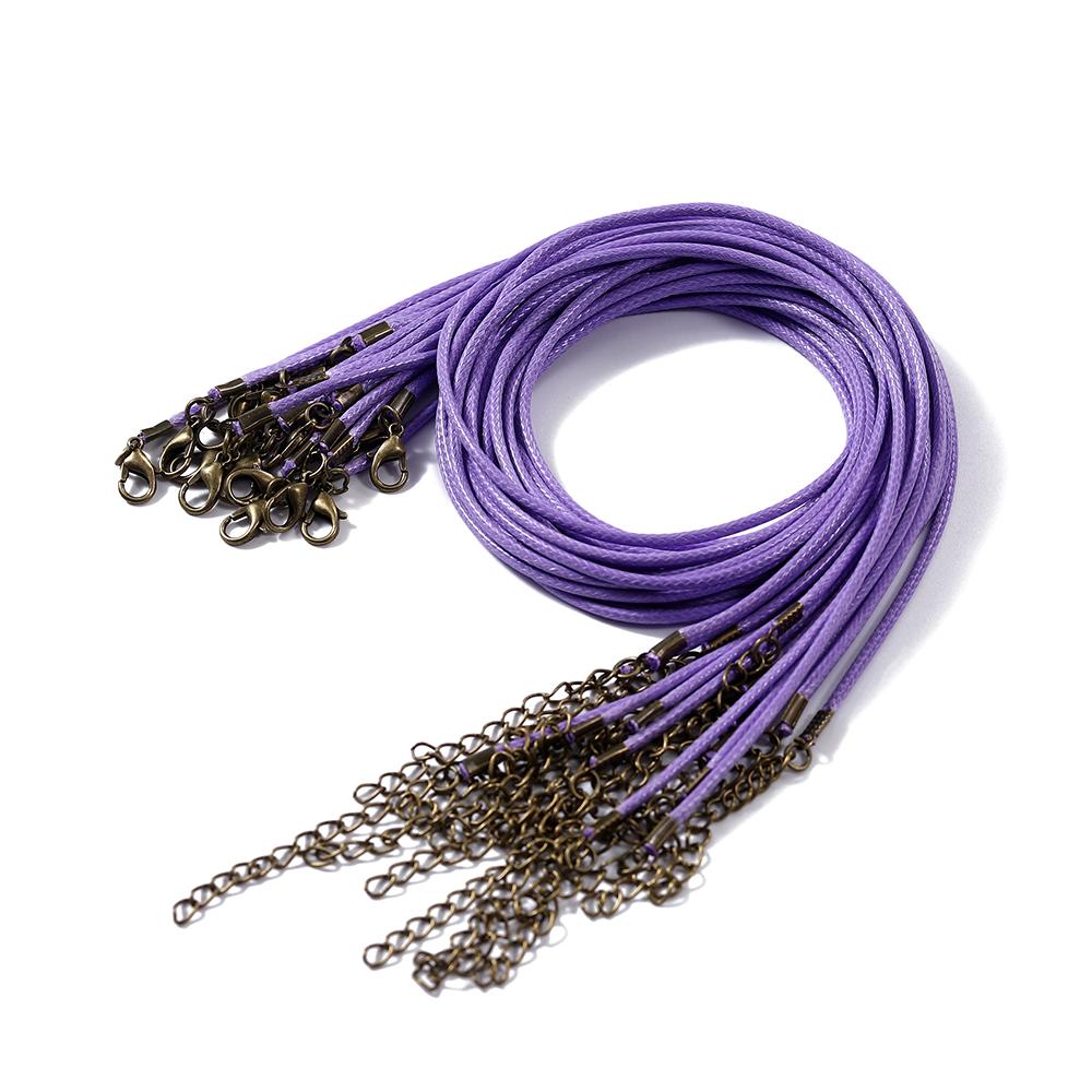 10Pcs 1.5/2mm Colorful Leather Braided Rope Bronze Lobster Clasp Tail Chain Connector for DIY Pendant Jewelry Making Supplies