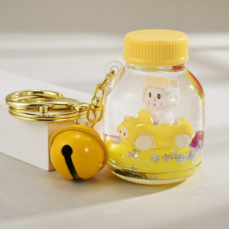Cartoon Quicksand Bottle Car Keychain - Cute Girl Acrylic Bag Pendant Accessory