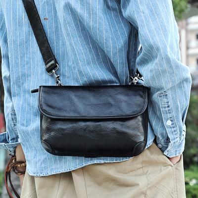 Sac à bandoulière tendance pour homme, sac en cuir, sac à bandoulière en cuir de vachette, sac à bandoulière décontracté en cuir véritable, sac pour homme noir
