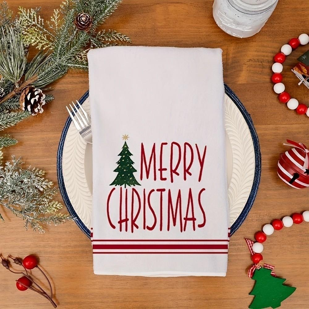 2pcs Santa Claus Xmas Hand Towels Reindeer Dish Towels Navidad Natal Cleaning Cloth Kitchen Decor