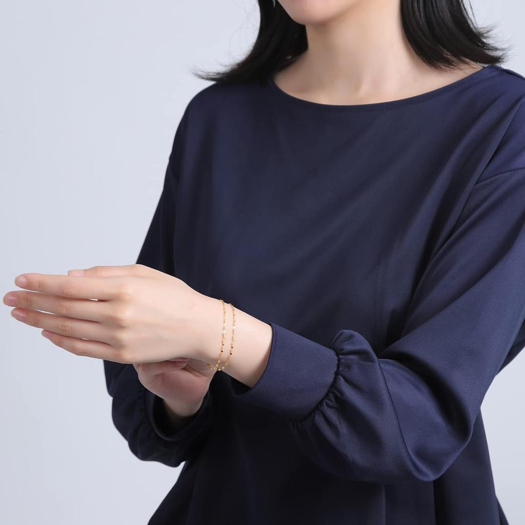 K24 Pure Gold Petal Chain Double Bracelet 17cm Mint Certification Mark Gold [Speranza] Women's