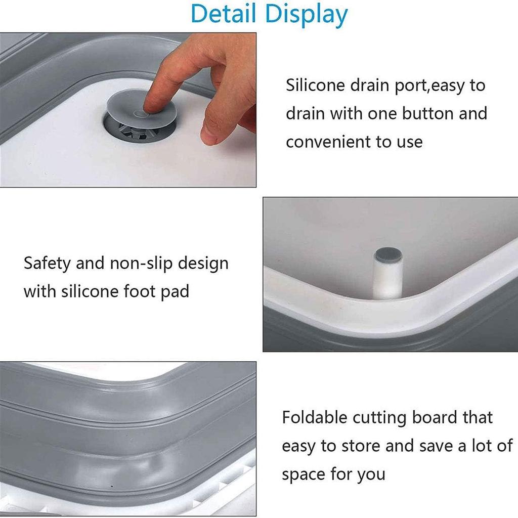 Collapsible Washing Up Bowl, Innovations Multi Function Bowl Drying Rack, Portable Cutting Board, Retractable Drain Washing Basket Basin Vegetable