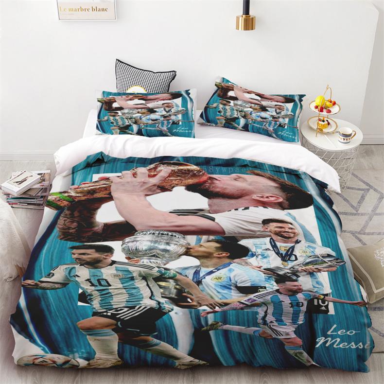 

Комплект пододеяльника Звезда футбола Месси с принтом Мягкое и удобное постельное белье Полиэстер Односпальный Двуспальный Комплект постельного белья Детский подарок EU single(135x200cm) фиолетовый