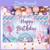 Mermaid Theme Birthday Backdrop Fabric For Kids Party Decoration Photo Prop
