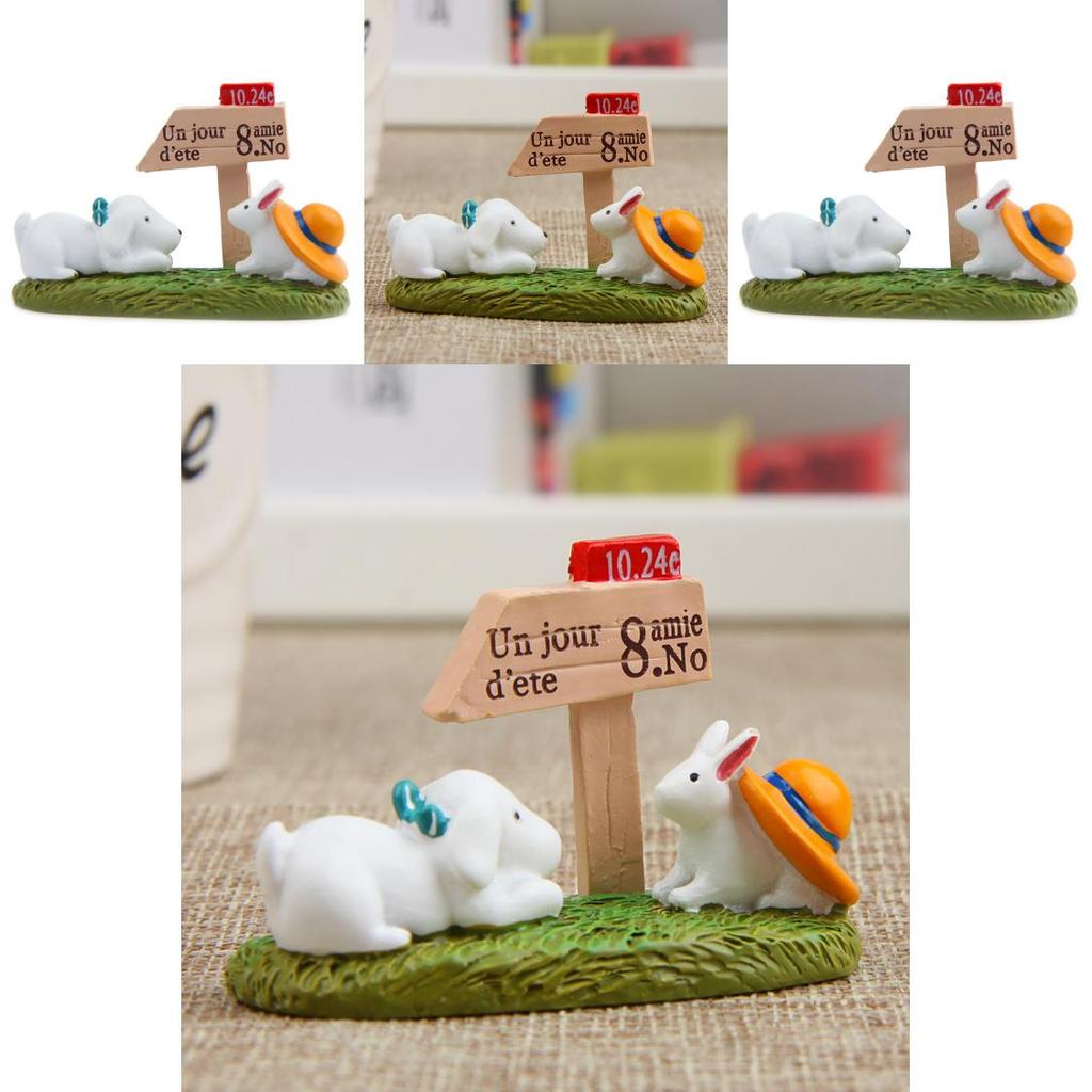 Resin Cartoon Garden Sign With Dog And Rabbit Design For Home Garden Decor