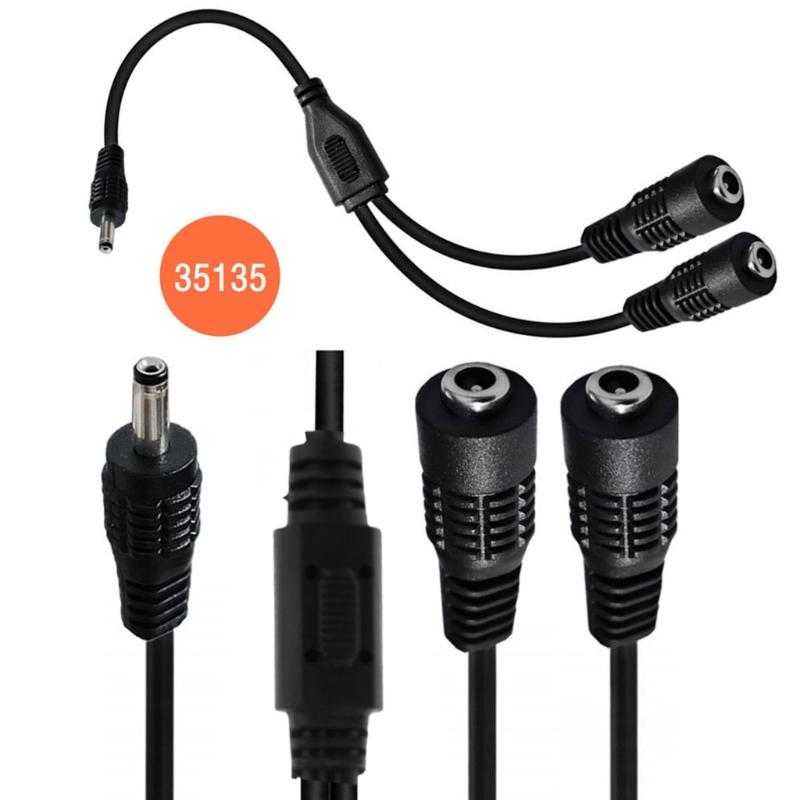 1 To 2 Way Power Splitter Cable 3.5mmx1.35mm 1 Male To 2 Female Adapter Cord for CCTV Camera LED Light Strips 35cm