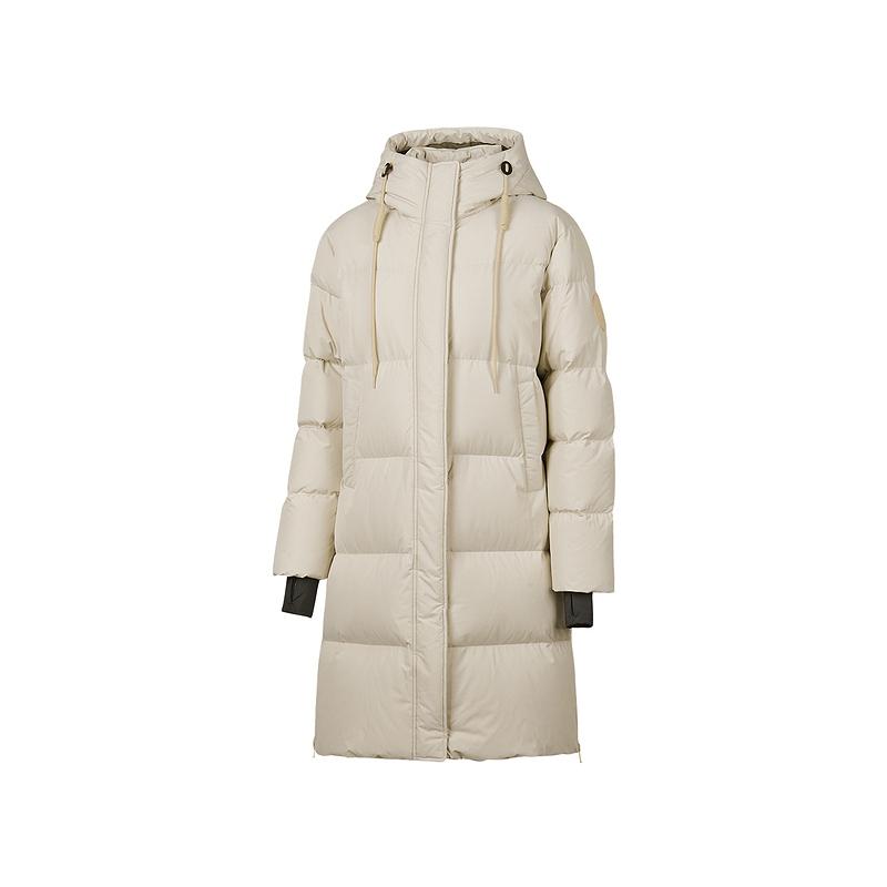 Skechers Sports Alliance Series Warm Fashion Comfortable Loose Long Down Jacket Women outerwear Irish-Cream L424W114-028R S
