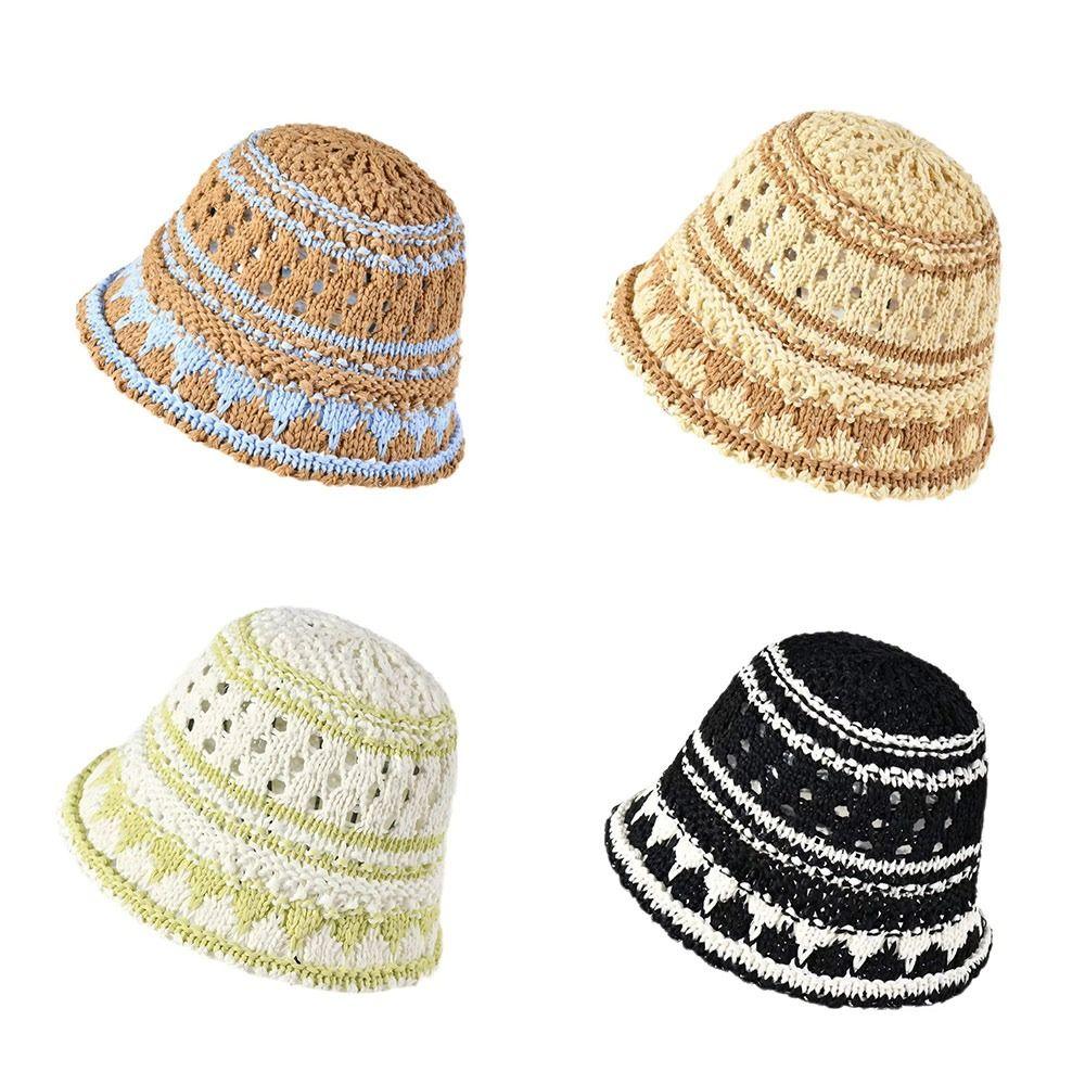 Chapeau de soleil ajouré Panama respirant Chapeau de voyage Mode Chapeau bob Été