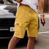 Men's Cargo Shorts Elastic Waist Drawstring  Casual Loose Solid Color Cargo Shorts With Six Pockets