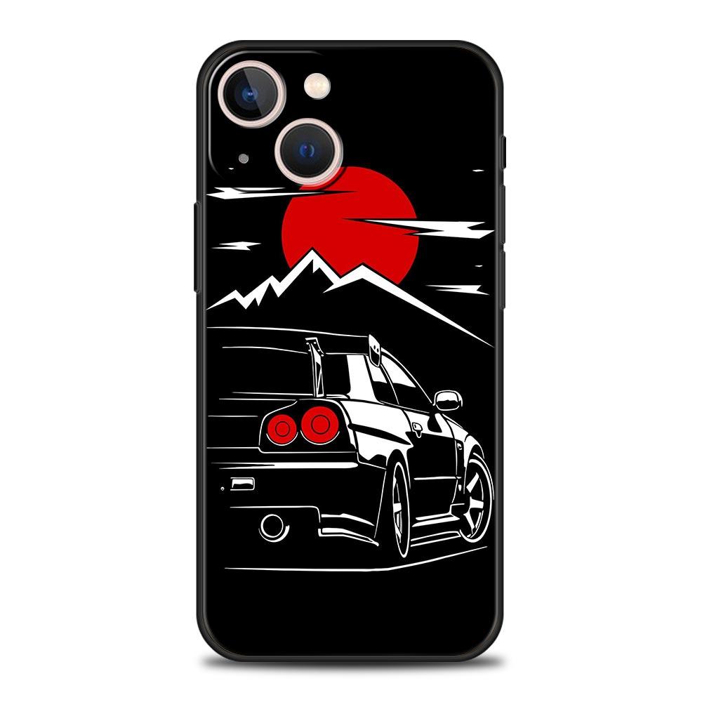 Japan JDM Sports Car Phone Case For iPhone Apple 14 13 Pro Max 12 11 Mini 7 8 Plus XR XS X SE 2020 Cover Shell Black Coque Funda