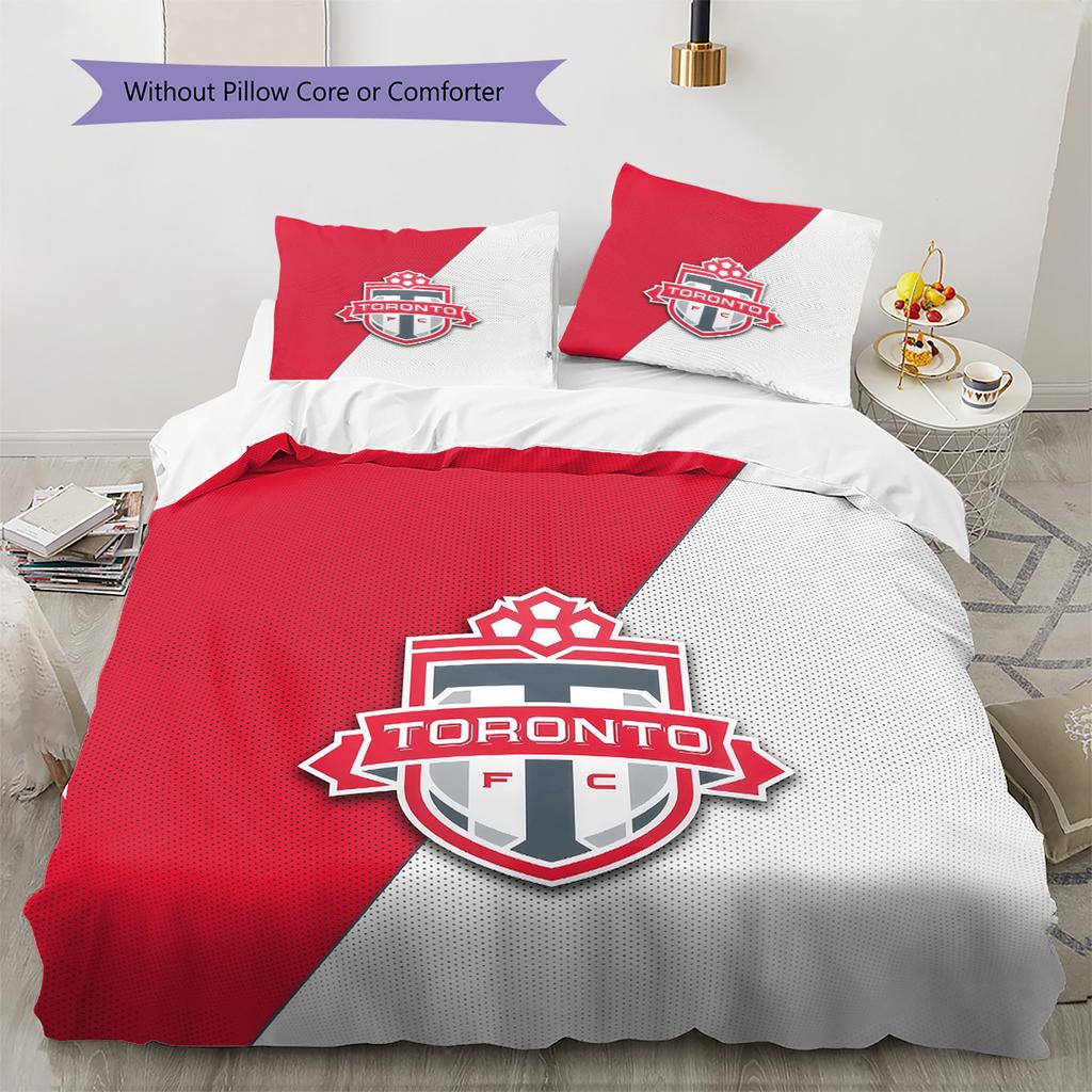 Toronto Football Club Pattern Bedding Quilt Set Home Decoration Gift (1 * duvet cover + 2 * pillowcase without core)