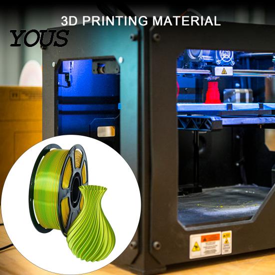 3D Printing Material Printer PLA Filament 1.75mm, Silk Golden Green Dual 1.75mm Color Filament, 1Kg Spool for Projects