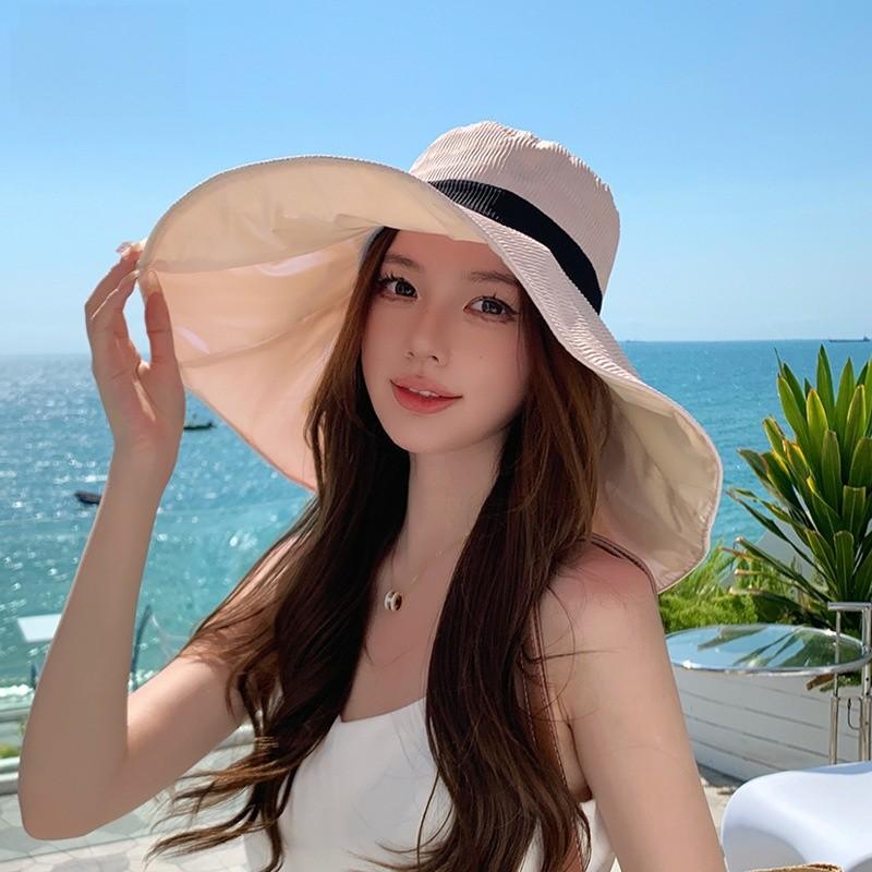 Cotton Sun Hat With Large Brim For Summer Outdoor Sun Protection Women