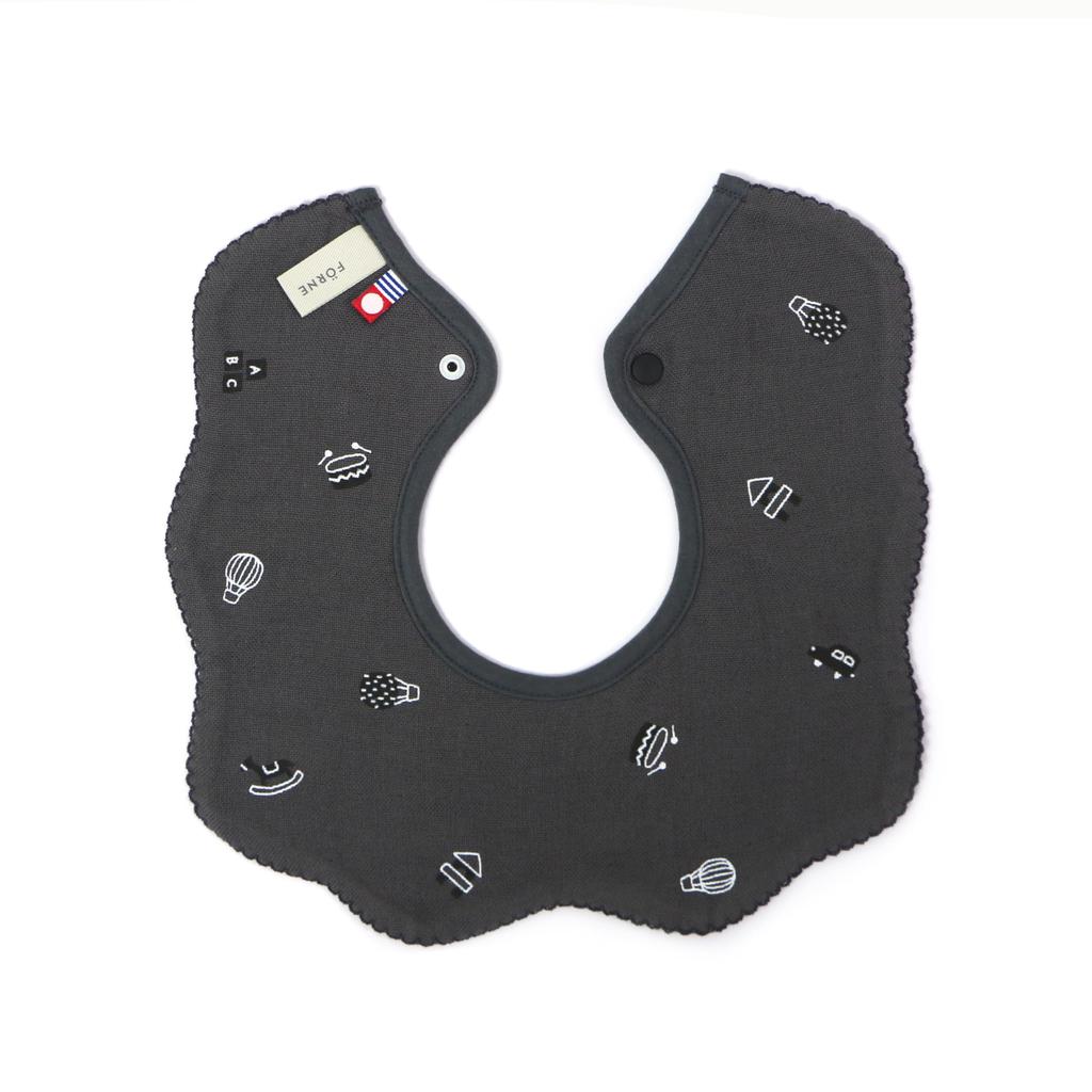 IORI BABY x FORNE Organic Round Bib by Imabari Towel Baby (Charcoal)