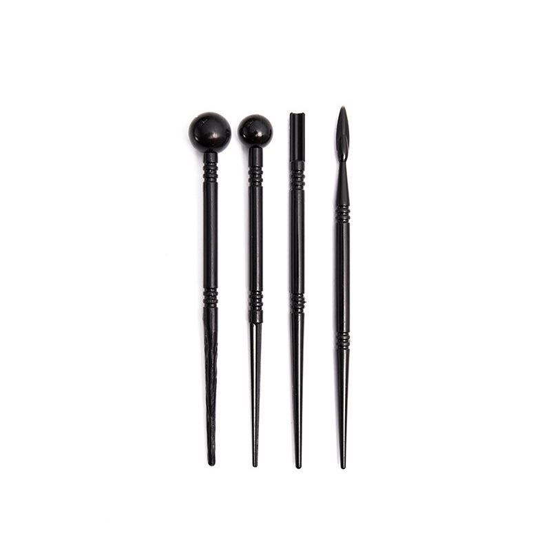

Clay Modeling Tools Kit - 4pc Black Plastic Sculpting Set with Dot Maker, Round Tip Sticks & Carving Knife for Pottery чёрный
