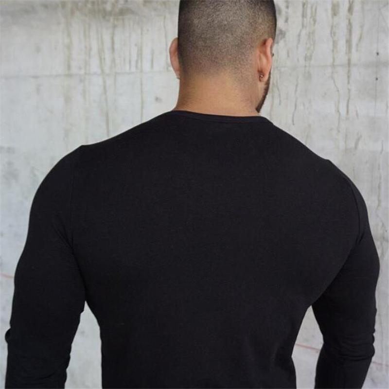 Muscleguys Running T-shirts Mens Autunm Cotton Long Sleeve Gym Clothing Sports Slim Fit T Shirts Spring Bodybuilding Shirts Fitness Tees
