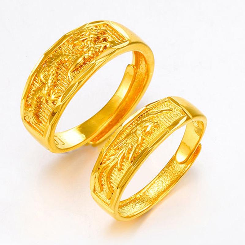 Vietnam Gold Plated Meteor Shower Couple Rings: Starry Sky Fashion Finger Rings