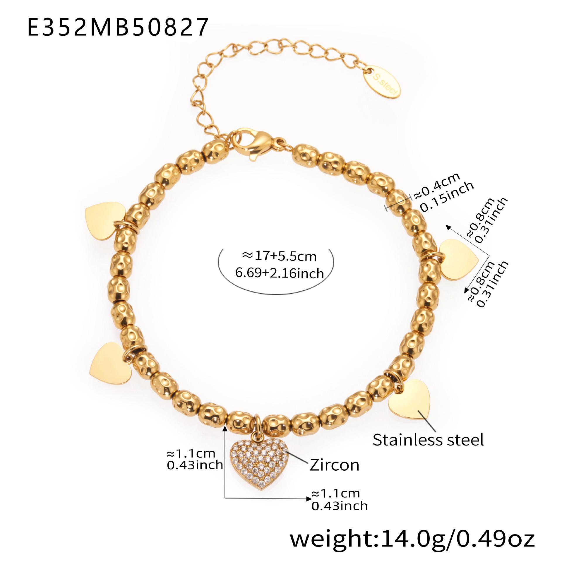 Qiong Yao 18K Gold-Plated Stainless Steel Beaded Bracelet with Zircon Charms - Fishtail & Starfish Design
