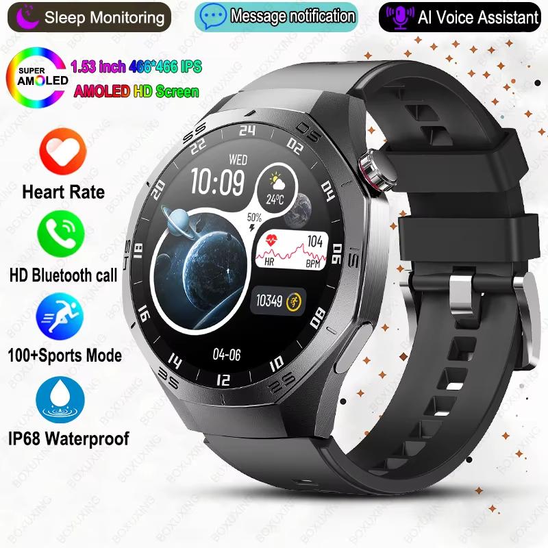 New Smart Watch Men NFC HD AMOLED Screen GPS Motion Trajectory Heart Rate Bluetooth Call Sports Smart Watch IP68 Wireless Charging