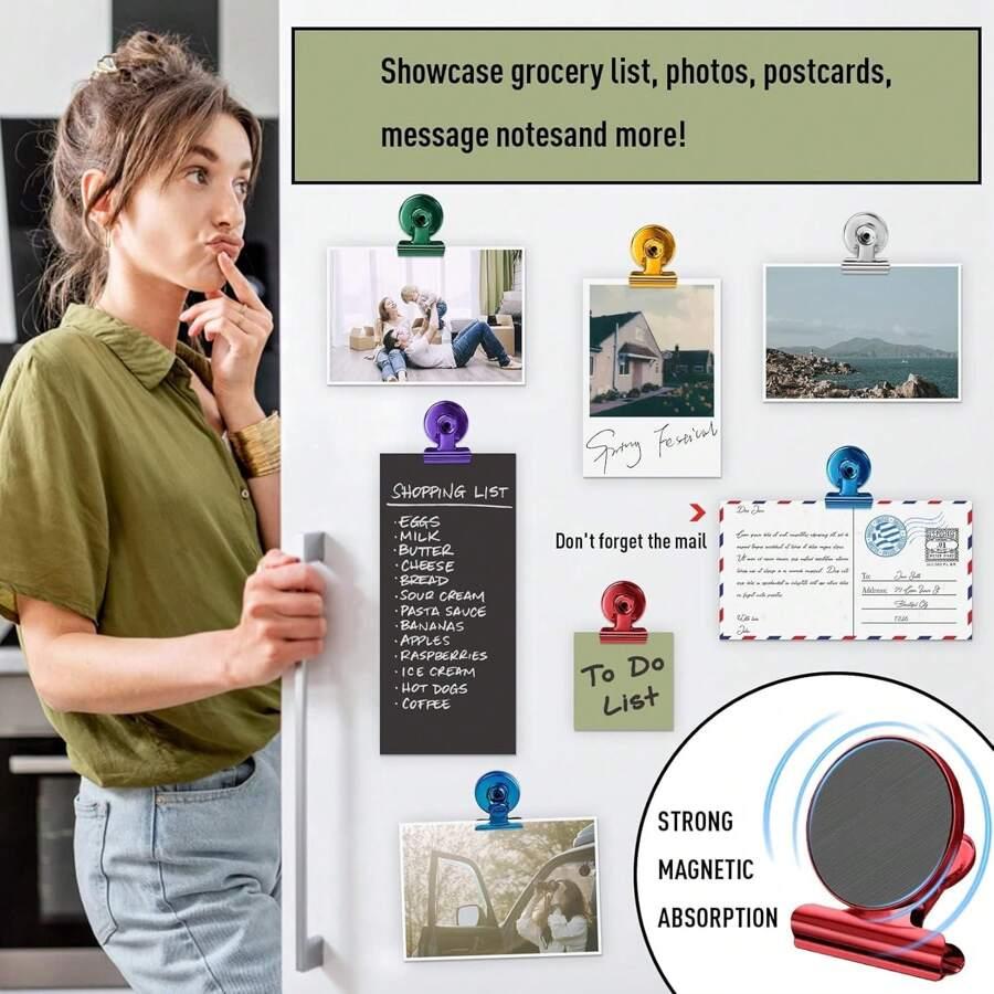 1/8pc Refrigerato Magnetic Clips Heavy Duty Whiteboard Space-Saving Clip Set Document Bill Magnetic Clips Photo Display Holder