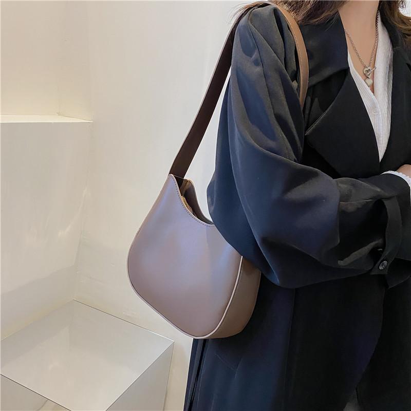 Casual Underarm Shoulder Bag for Women Texture PU Leather Half-moon Crossbody Bags Luxury Messenger Vintage Handbag