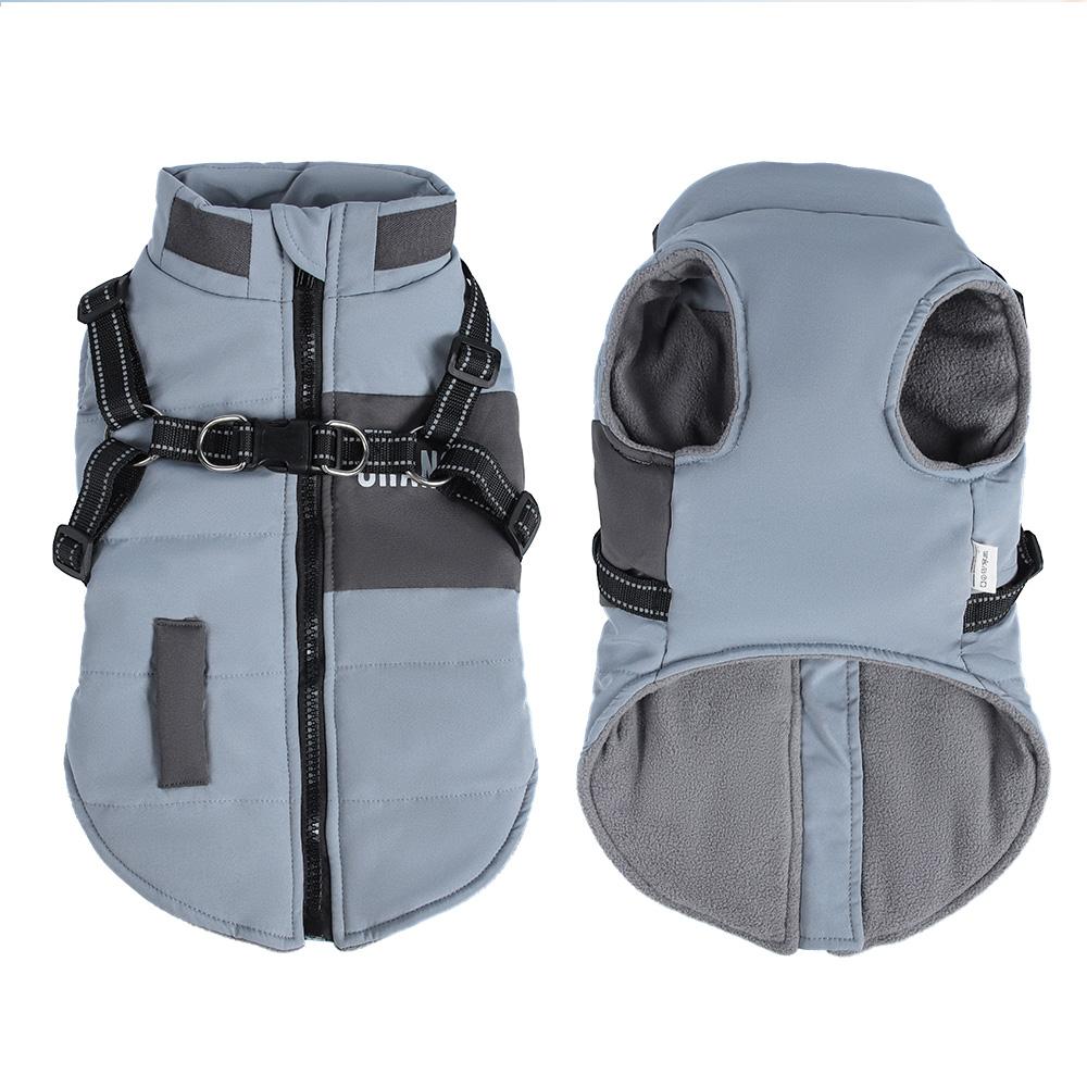 Warm Winter Dog Clothes Waterproof Dog Jacket Coat With Reflective Harness Belt Soft Pet Clothing Jumpsuit Yorkshire Costume