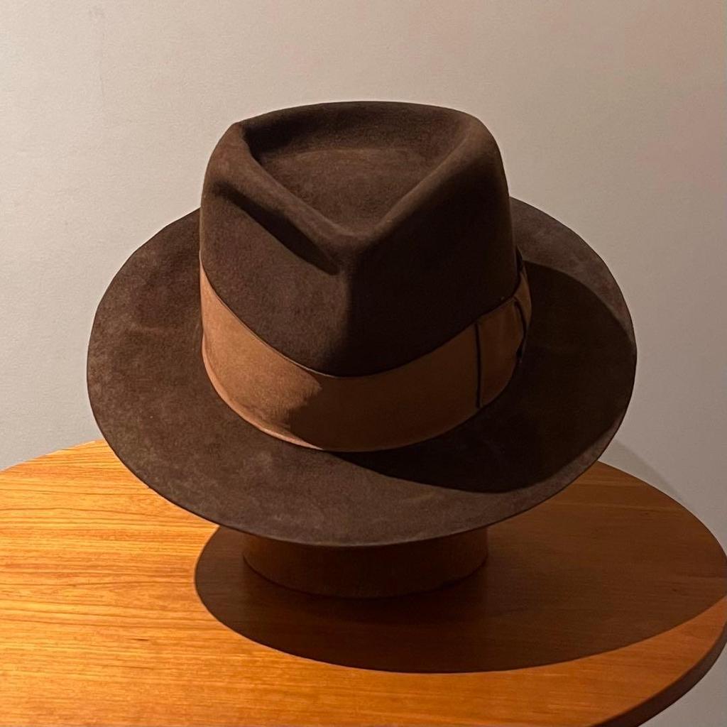 Used vintagehat 7 3/8 59cm brown one tone wool hat