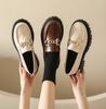 Fashion Chunky Loafers Women Genuine Cow Leather Platform Shoes Round Toe Metal Chain Slip On Ladies Flats Handmade 2024 Creeper Zapatos