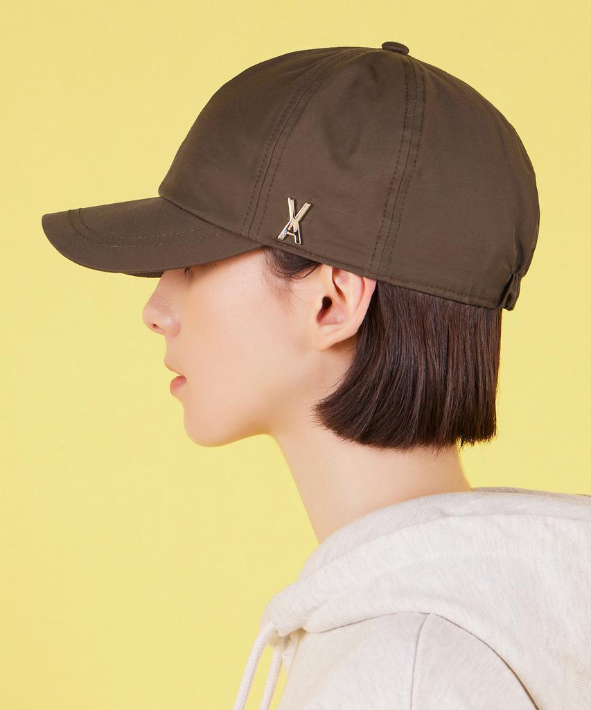 Bajal Studded Logo Nylon Newsboy Ball Cap Brown