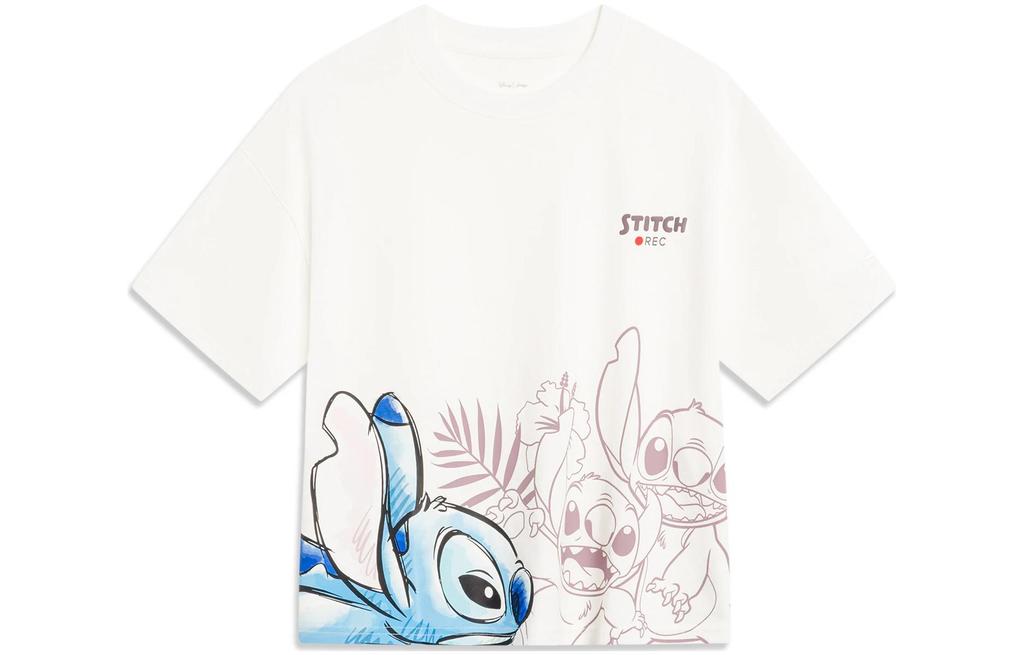 Li Ning X Disney Crop Tops Women's Ivory Crew Neck Moderate AHST498-1