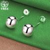 Charm 925 Sterling Silver Smooth Round Bead Stud Earrings For Women Party Birthday Christmas Fashion Elegant Jewelry Accessories